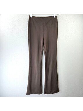 Halara Pull On Flare Pants Dark Green High Rise Minimalist Stretchy Work Trouser